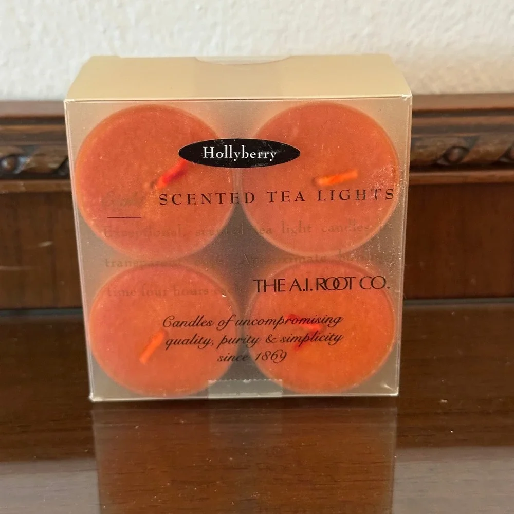 AI Root Co Hollyberry Scented Tea Light Candles 8 Pack Orange 131068 USA Made